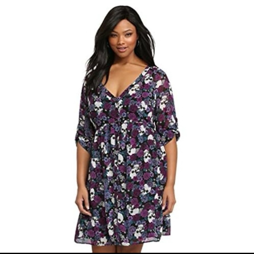 TORRID Floral Skull Purple TShirt Dress